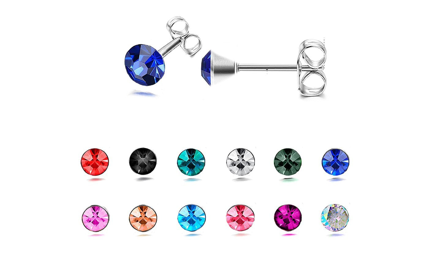 Pack of 12 Pairs Birthstone Earrings - Super Deal