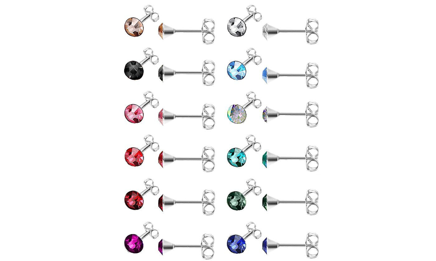 Pack of 12 Pairs Birthstone Earrings - Super Deal