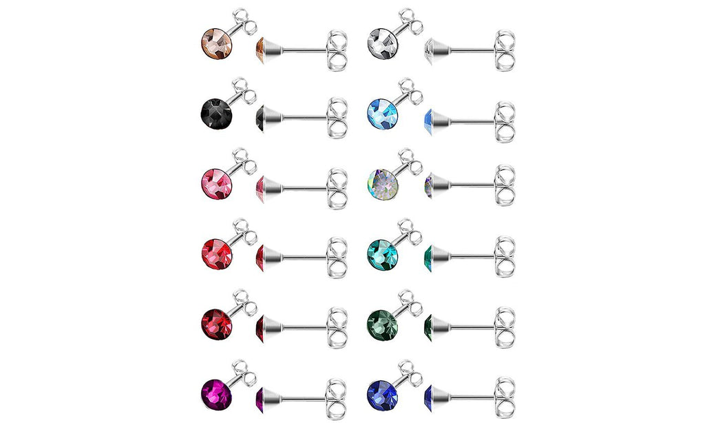 Pack of 12 Pairs Birthstone Earrings - Super Deal